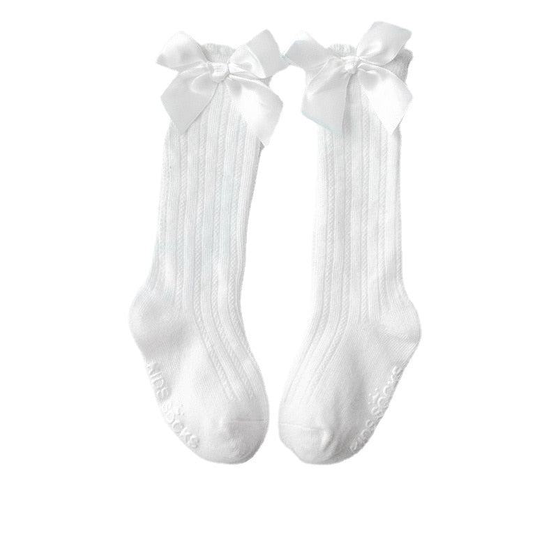 Children Leg Warmer Knee High Cotton Socks With Flower Ruffle Design