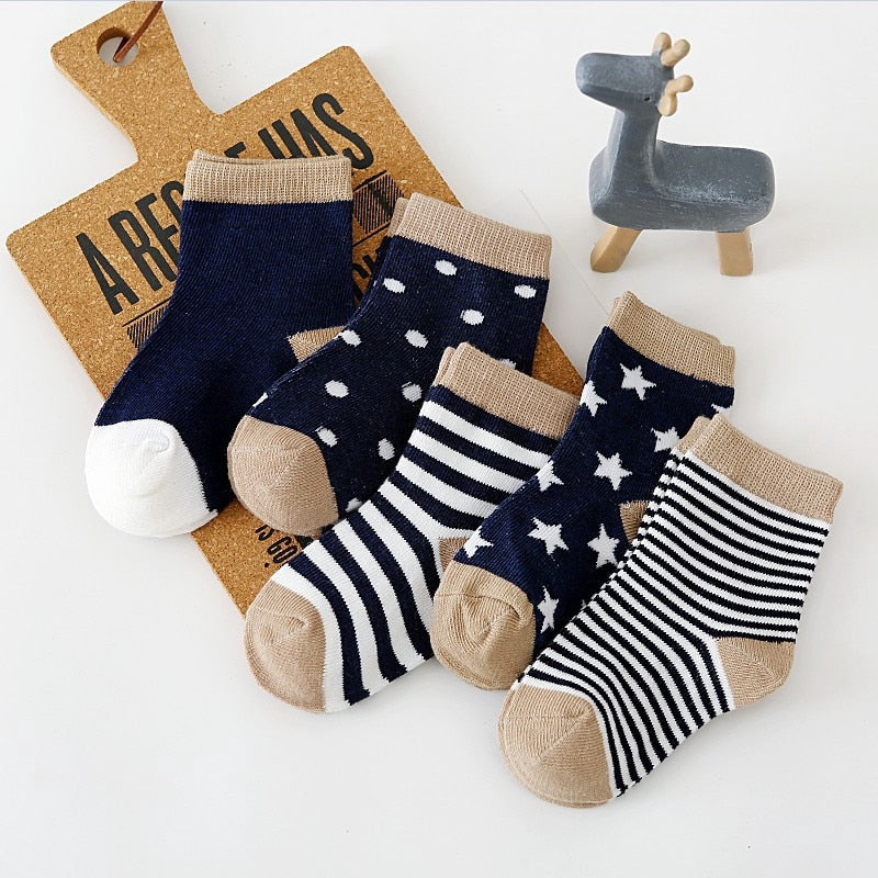 5 Pairs Baby Socks Newborn Cotton Colorful Prints Design Shorty Socks, Unisex