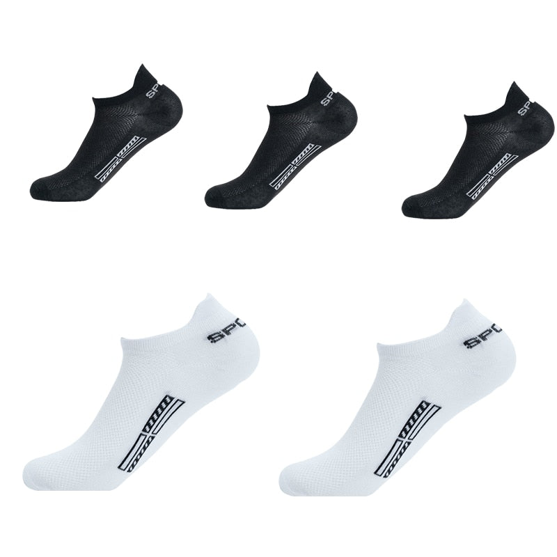 Summer Men's Ankle Socks Athletic Low Cut Breathable - Plus Size, 5 Pairs