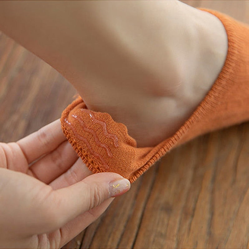5 Pairs Women Non-Slip Invisible Cotton Sports Boat Socks, Ankle Low Invisible No Show Socks