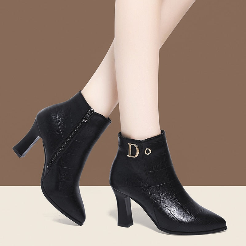 Women's Wedding Boots - Mid-heel Pointed Ladies Ankle Booties
