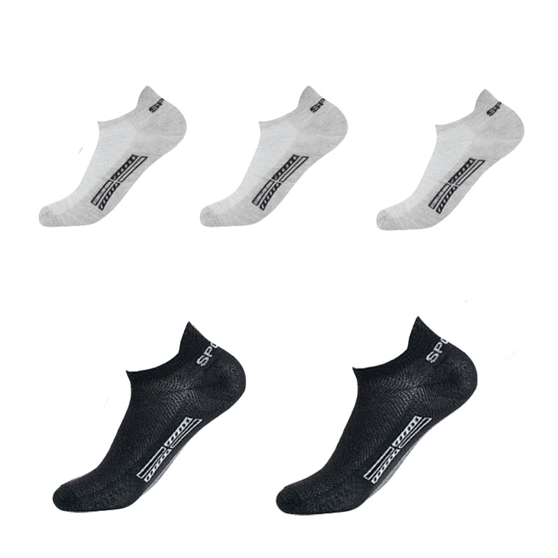 Summer Men's Ankle Socks Athletic Low Cut Breathable - Plus Size, 5 Pairs