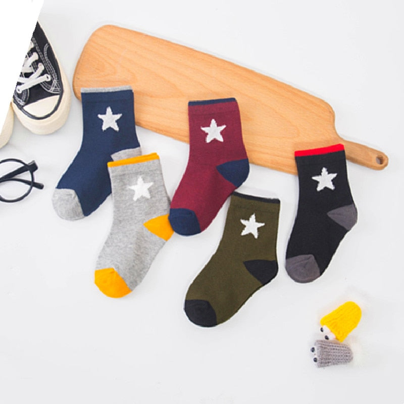 5 Pairs Baby Socks Newborn Cotton Colorful Prints Design Shorty Socks, Unisex