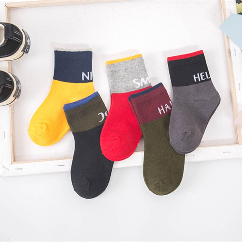 5 Pairs Baby Socks Newborn Cotton Colorful Prints Design Shorty Socks, Unisex
