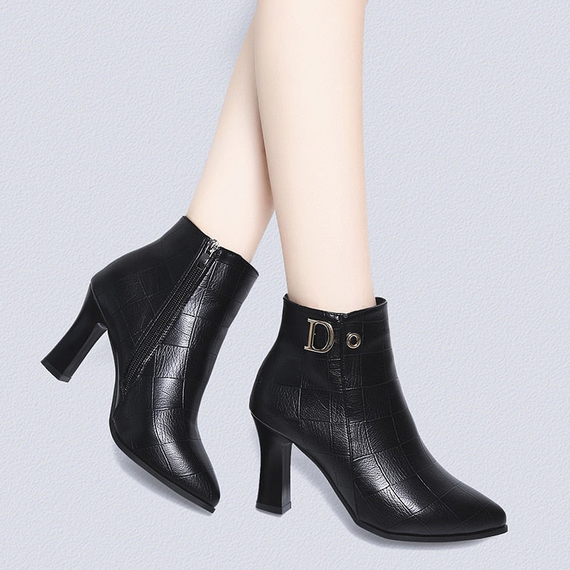 Women's Wedding Boots - Mid-heel Pointed Ladies Ankle Booties
