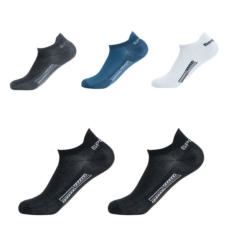 Summer Men's Ankle Socks Athletic Low Cut Breathable - Plus Size, 5 Pairs