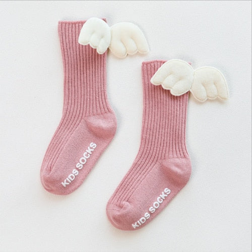Baby Girls Soft Ruffle Angel Wing Cotton Socks Knee High Leg Warmers Socks