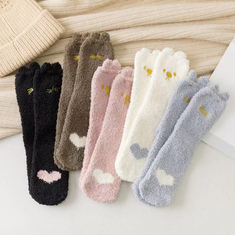 Women's Warm Winter Fluffy Microfiber Socks, Animal Design Fuzzy Cozy Sock