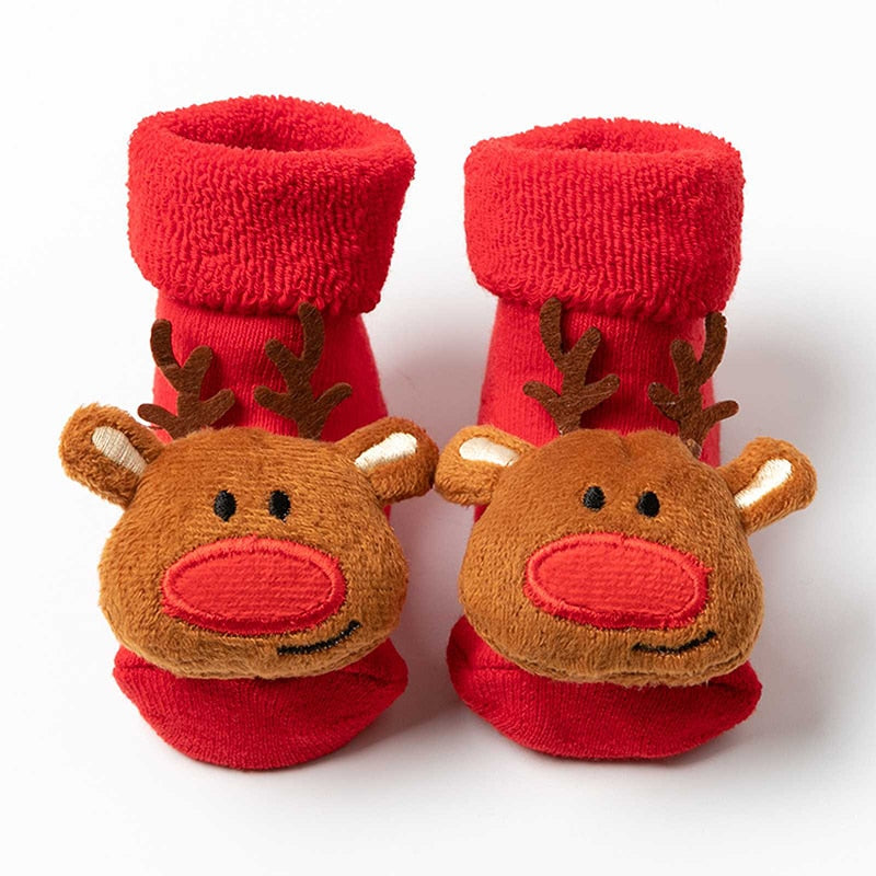 Children's Christmas Cartoon Toddler Soft Non-Slip Socks, Snug Fit Cotton Baby Unisex Socks
