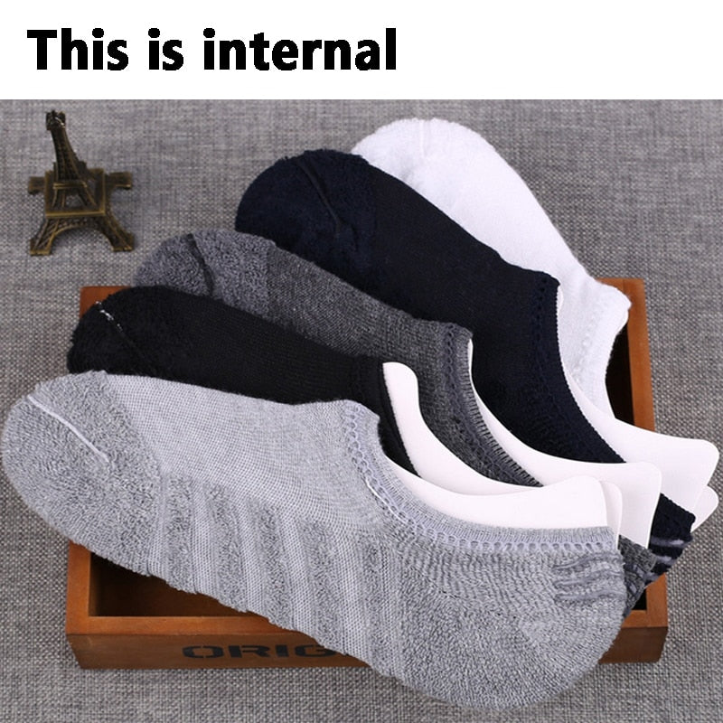 5 Pairs Anti-Slip Men's Fashion Towel Bottom Cotton Sport Socks
