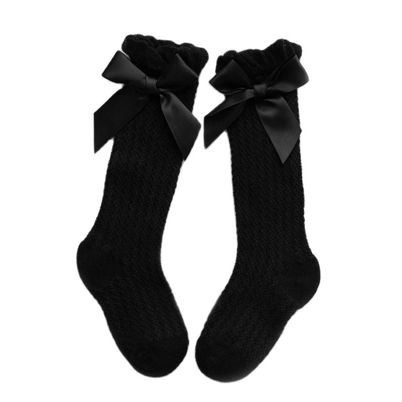 Children Leg Warmer Knee High Cotton Socks With Flower Ruffle Design