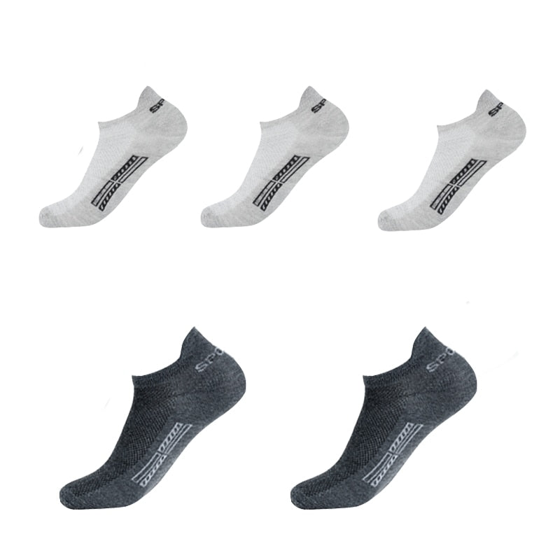 Summer Men's Ankle Socks Athletic Low Cut Breathable - Plus Size, 5 Pairs