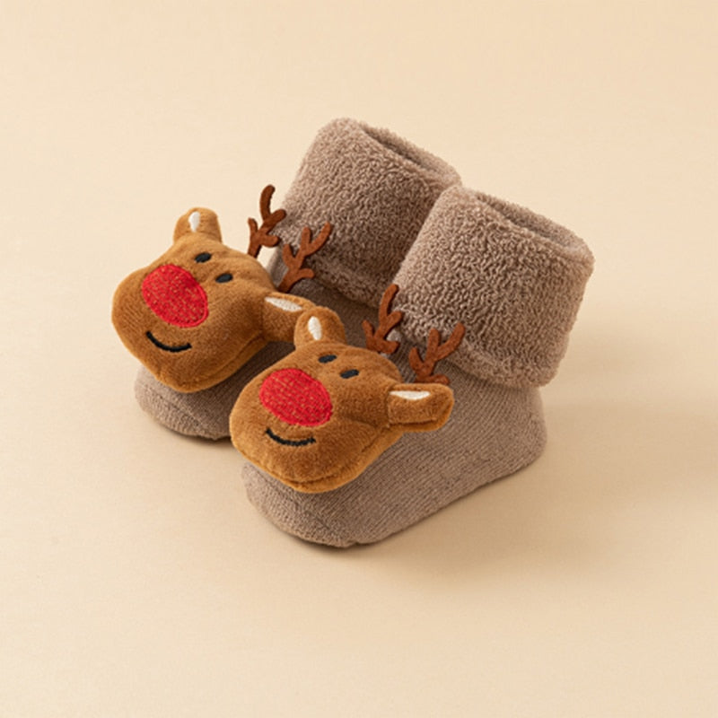 Children's Christmas Cartoon Toddler Soft Non-Slip Socks, Snug Fit Cotton Baby Unisex Socks