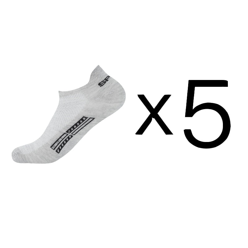 Summer Men's Ankle Socks Athletic Low Cut Breathable - Plus Size, 5 Pairs