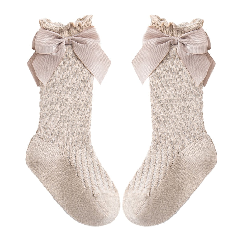 Children Leg Warmer Knee High Cotton Socks With Flower Ruffle Design