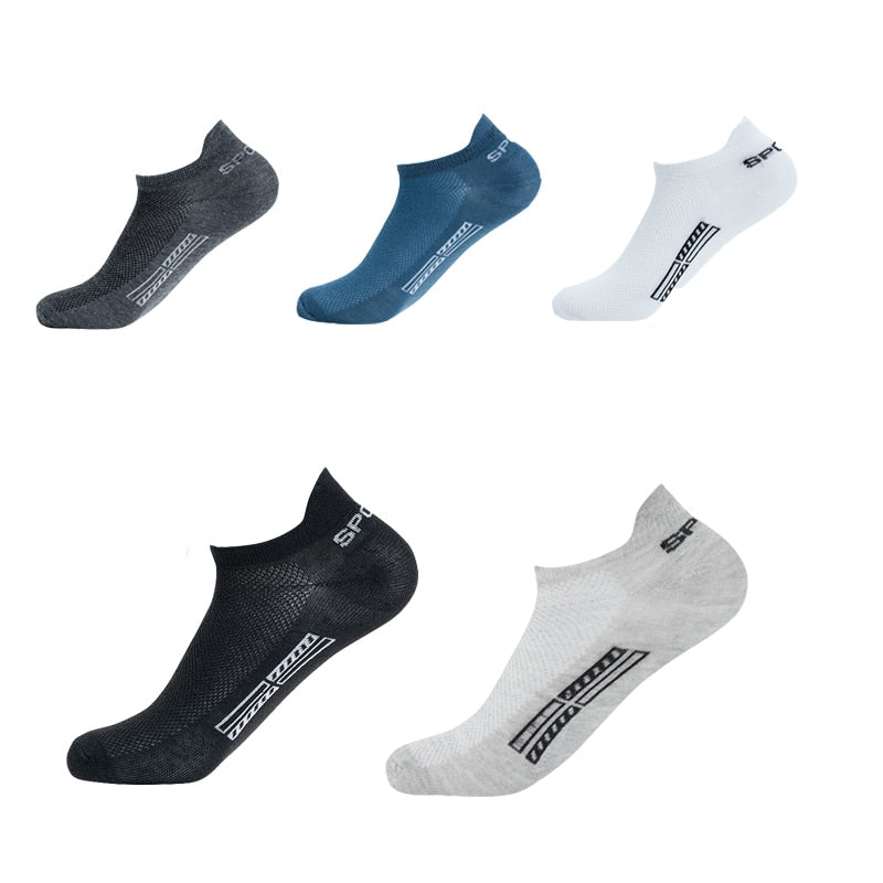 Summer Men's Ankle Socks Athletic Low Cut Breathable - Plus Size, 5 Pairs