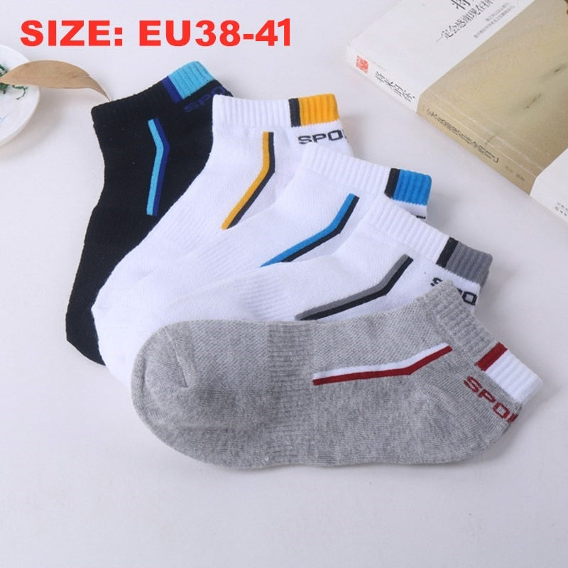 5 Pairs Men's Sport Socks Set, Cotton Breathable Absorbent Socks Pack