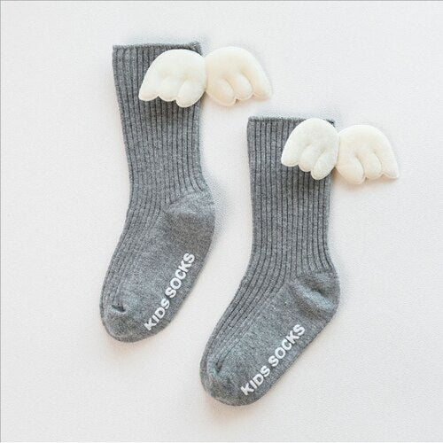 Baby Girls Soft Ruffle Angel Wing Cotton Socks Knee High Leg Warmers Socks