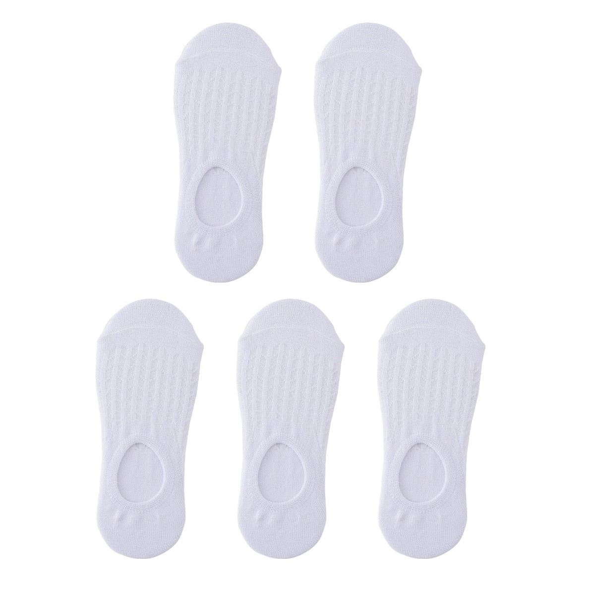 5 Pairs Women Non-Slip Invisible Cotton Sports Boat Socks, Ankle Low Invisible No Show Socks