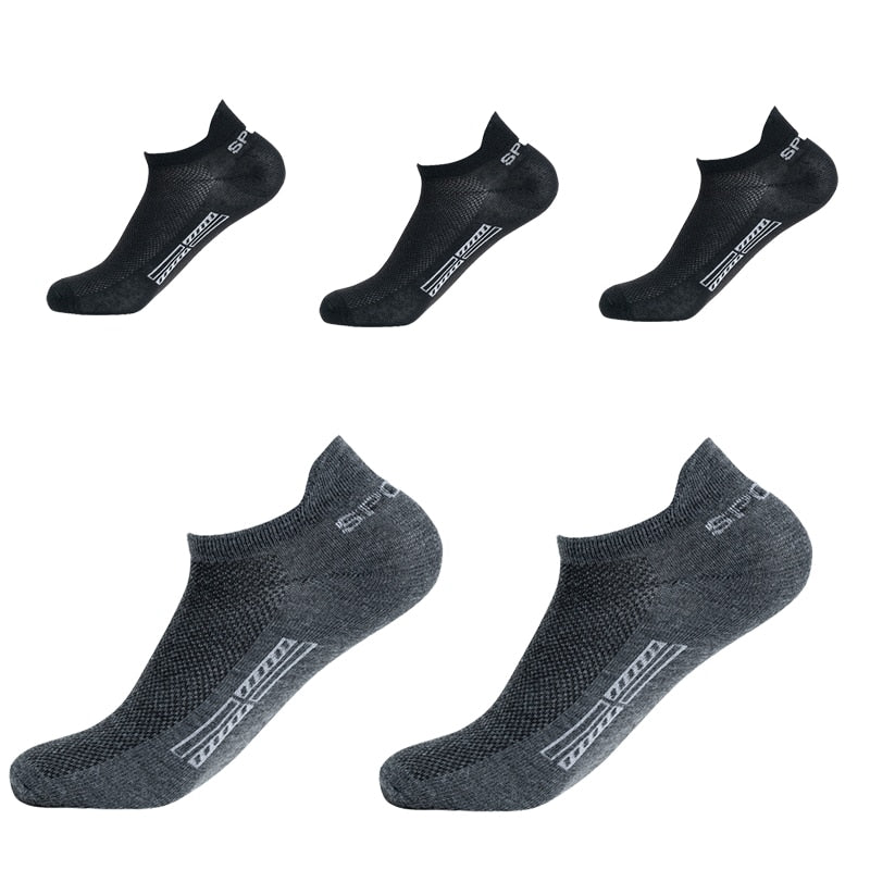Summer Men's Ankle Socks Athletic Low Cut Breathable - Plus Size, 5 Pairs