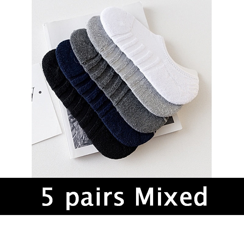 5 Pairs Anti-Slip Men's Fashion Towel Bottom Cotton Sport Socks