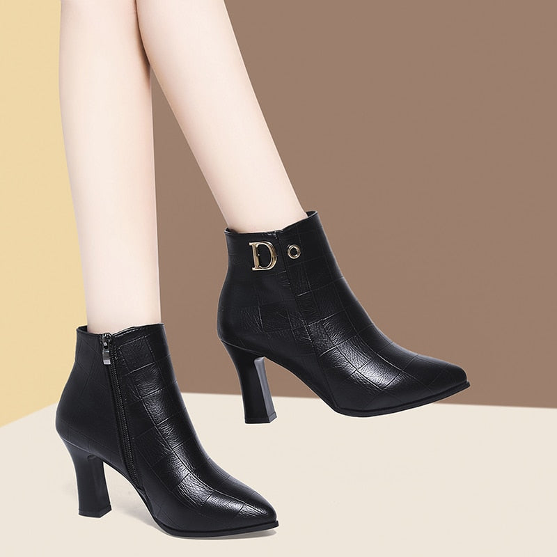 Women's Wedding Boots - Mid-heel Pointed Ladies Ankle Booties