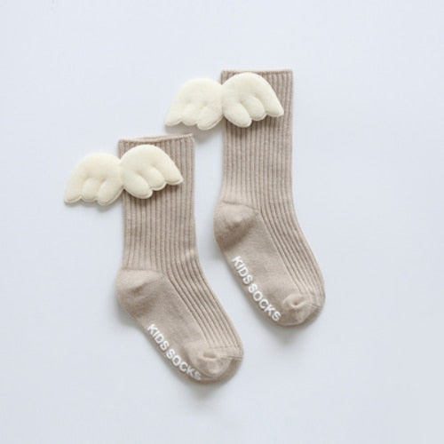 Baby Girls Soft Ruffle Angel Wing Cotton Socks Knee High Leg Warmers Socks