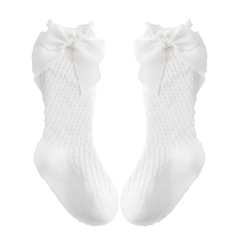 Children Leg Warmer Knee High Cotton Socks With Flower Ruffle Design