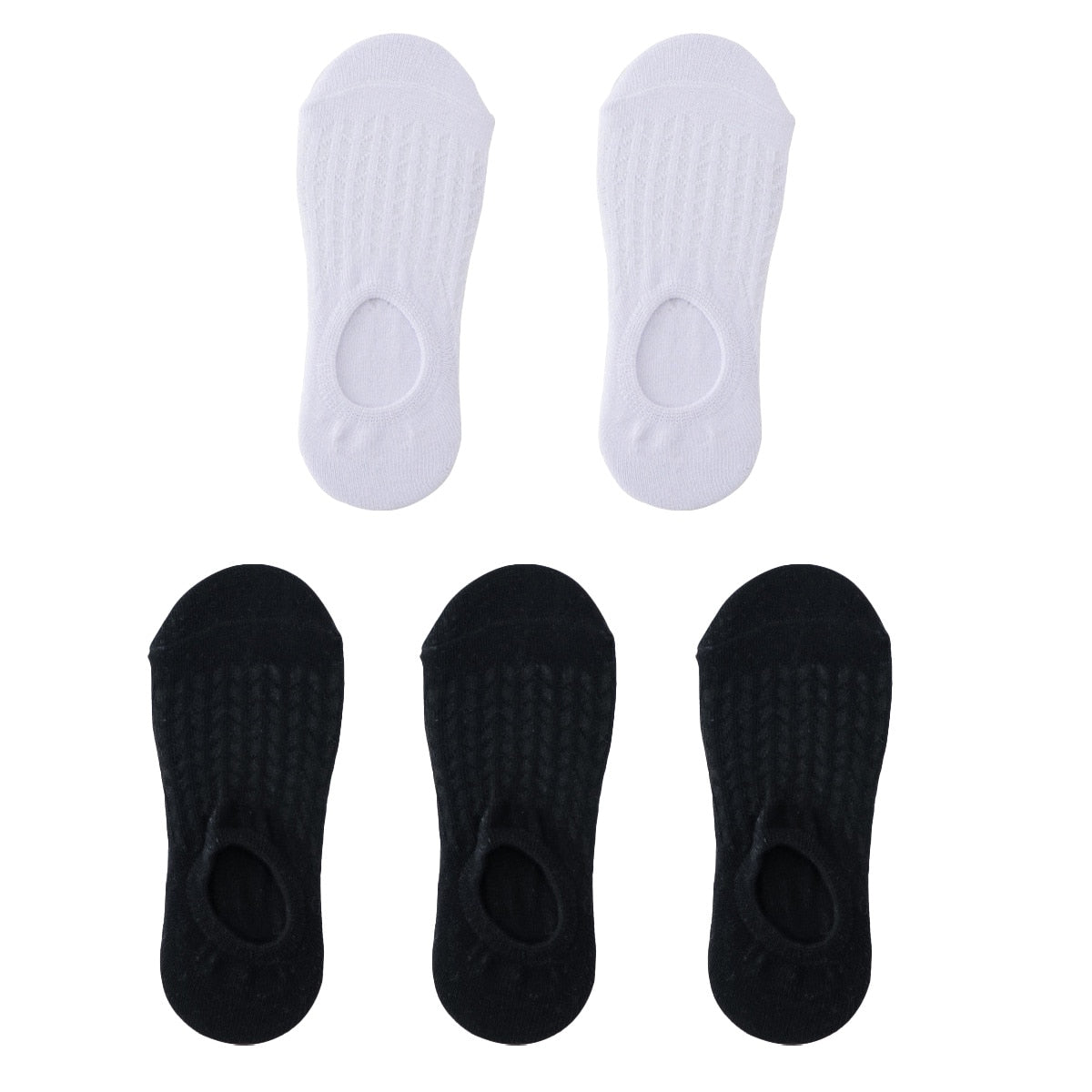 5 Pairs Women Non-Slip Invisible Cotton Sports Boat Socks, Ankle Low Invisible No Show Socks