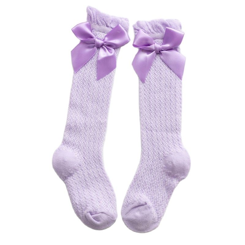 Children Leg Warmer Knee High Cotton Socks With Flower Ruffle Design
