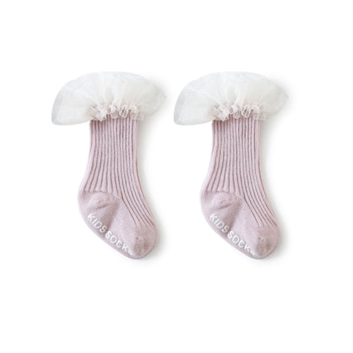 Baby Girls Soft Ruffle Angel Wing Cotton Socks Knee High Leg Warmers Socks