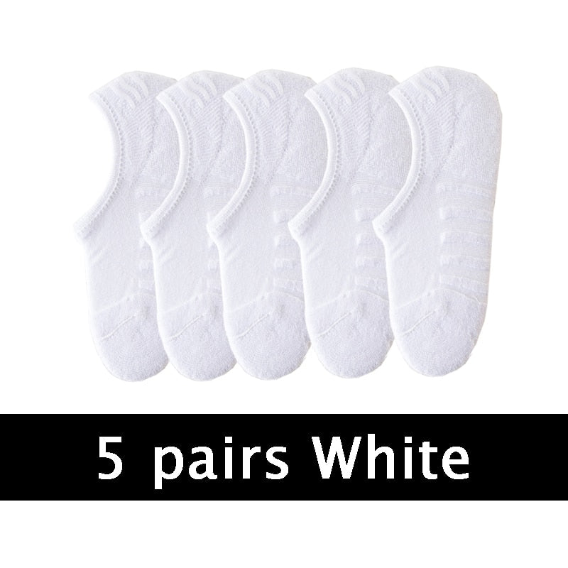 5 Pairs Anti-Slip Men's Fashion Towel Bottom Cotton Sport Socks