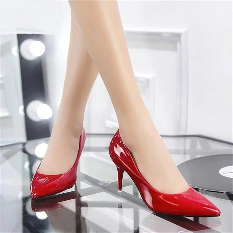 Women Pointed Toe Leather Pumps