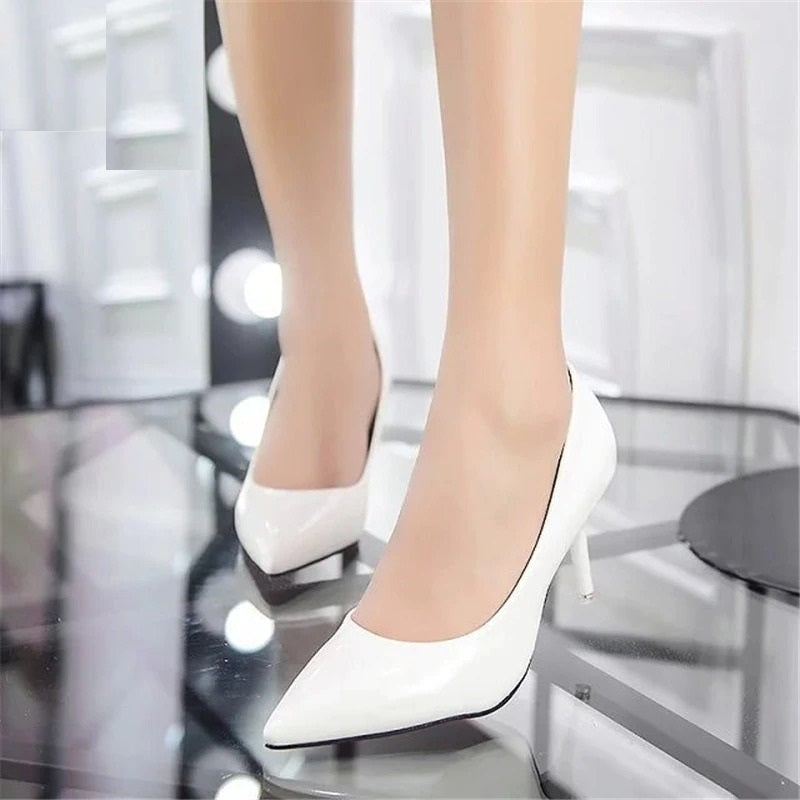 Women Pointed Toe Leather Pumps