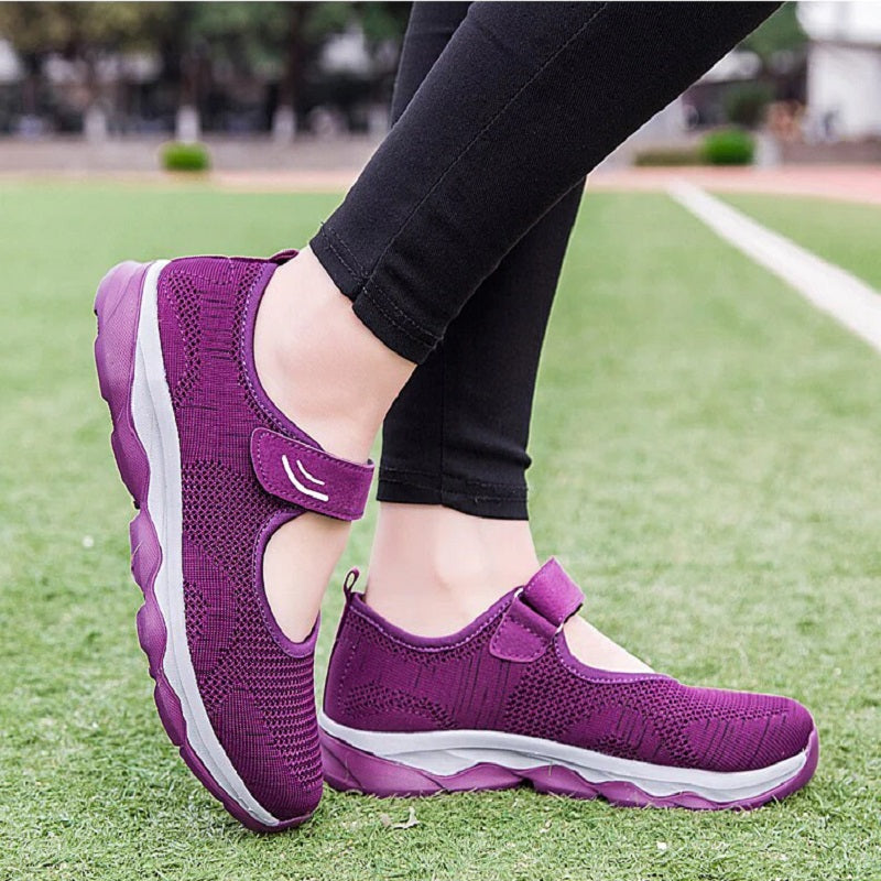 Women Fashion Flat Platform Shoes. Breathable, Mesh, Casual Sneakers