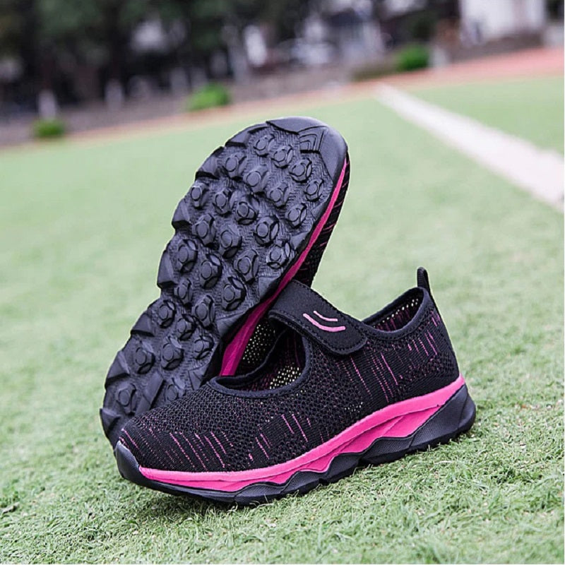 Women Fashion Flat Platform Shoes. Breathable, Mesh, Casual Sneakers