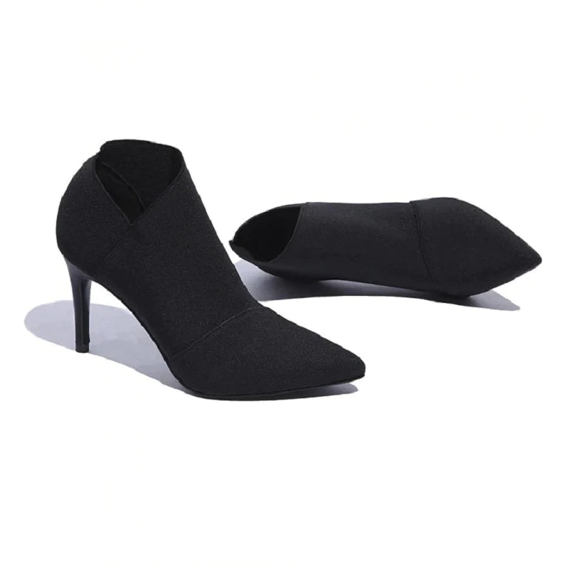 Fashionable Women High-Heeled Cloth Booties - 8.5cm Heel