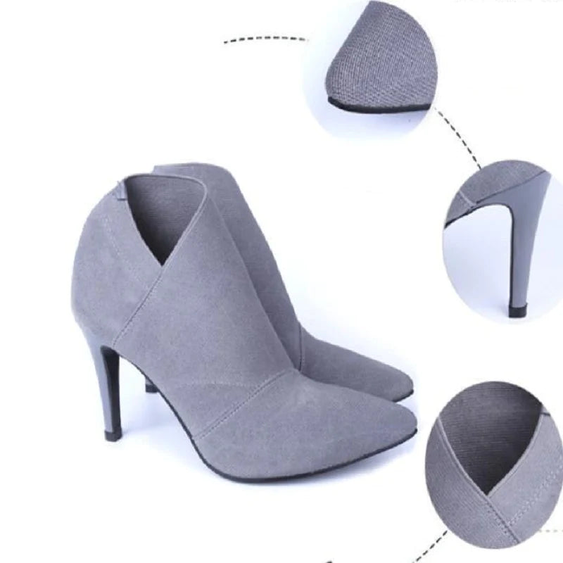 Fashionable Women High-Heeled Cloth Booties - 8.5cm Heel