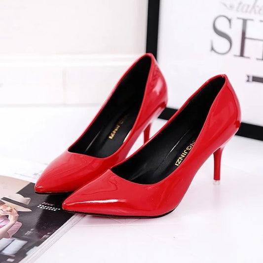 Women Pointed Toe Leather Pumps