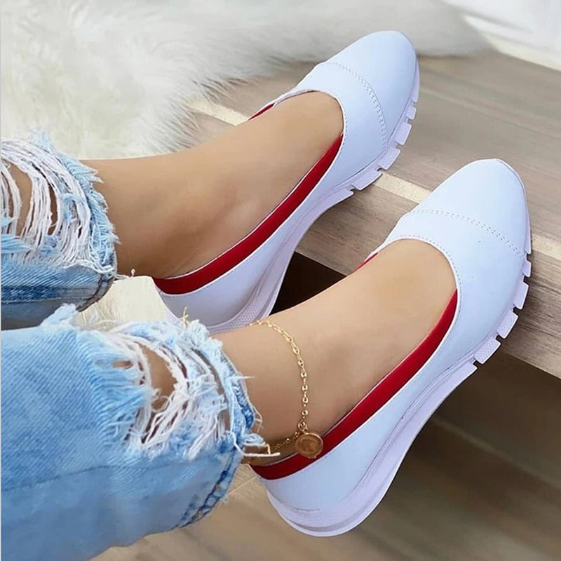 Women Shallow Mouth Slip on Shoes. Soft Bottom, Breathable, Comfortable, Casual Shoes