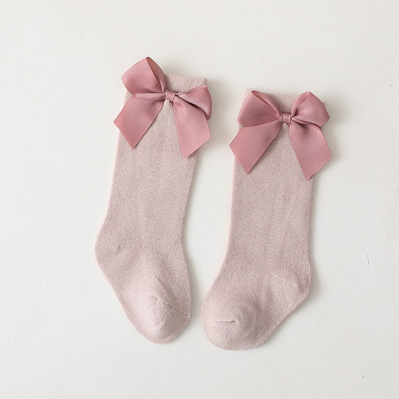 Cozy Baby Knee High Cotton Socks Big Bow Long Infants Toddlers Stocking Socks