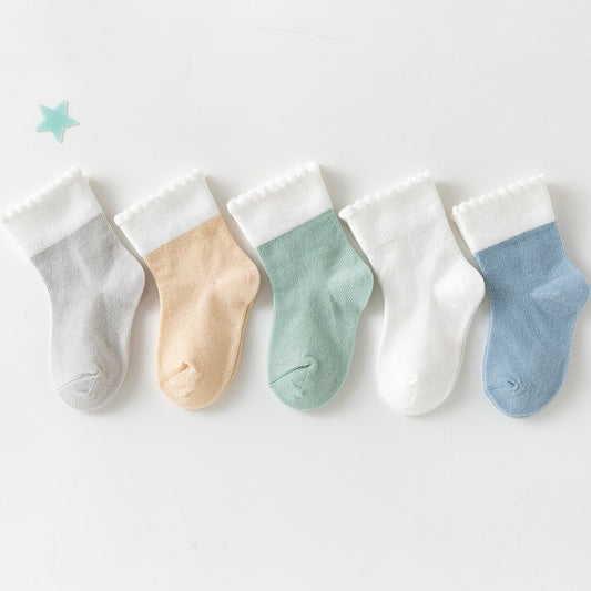 5 Pairs Cotton Newborn Baby Socks Soft Mesh Infant Baby Summer Socks