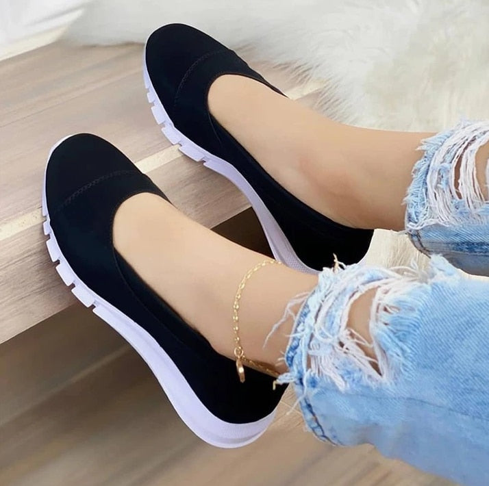 Women Shallow Mouth Slip on Shoes. Soft Bottom, Breathable, Comfortable, Casual Shoes