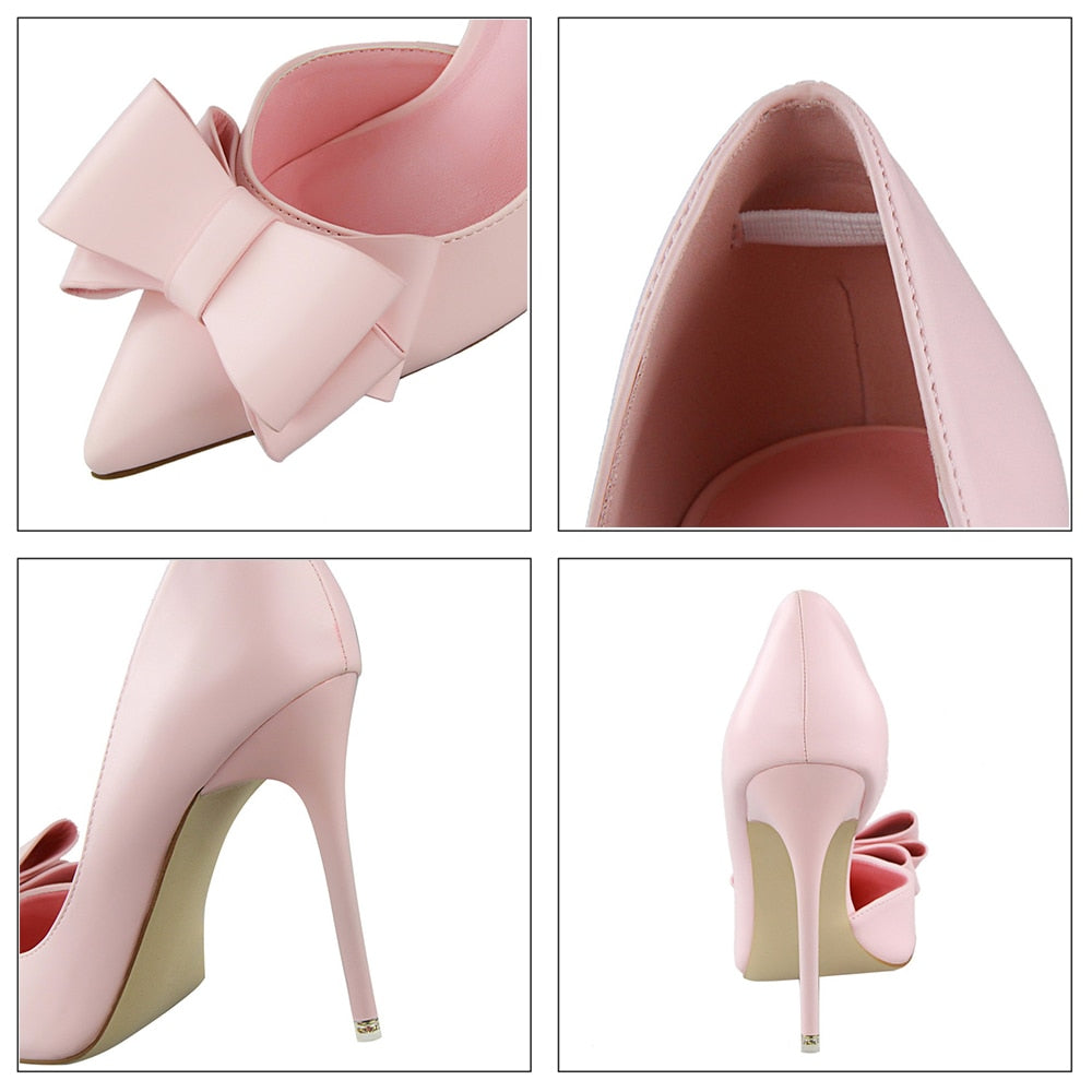 Women's Bow Tie High Heels - Shallow Pointed Toe