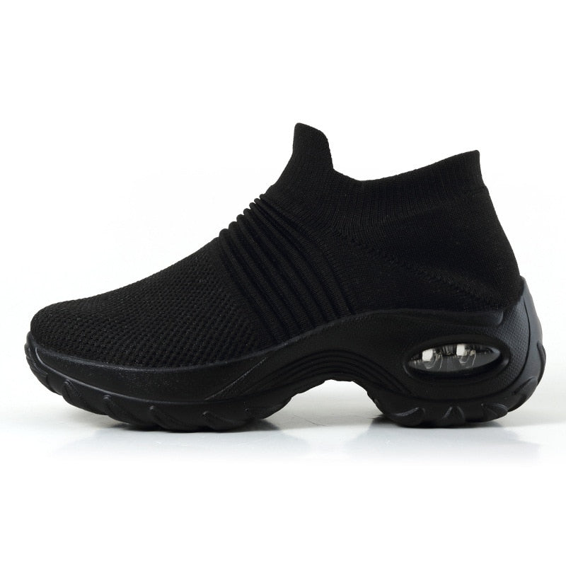 Women Slip-on Sneakers. Breathable, Mesh, Casual, Platform Shoes