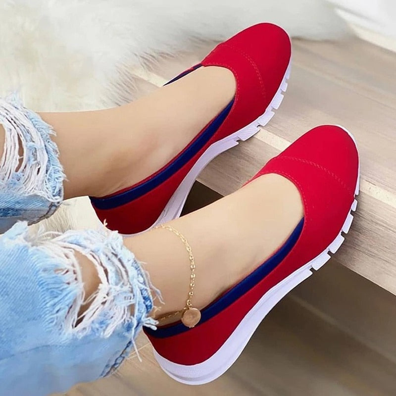 Women Shallow Mouth Slip on Shoes. Soft Bottom, Breathable, Comfortable, Casual Shoes