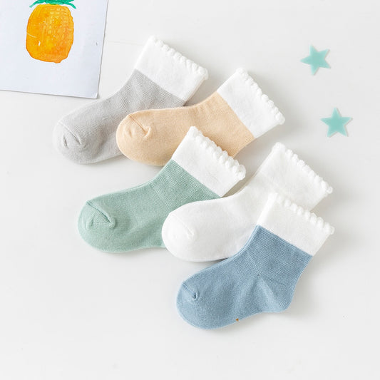 5 Pairs Cotton Newborn Baby Socks Soft Mesh Infant Baby Summer Socks