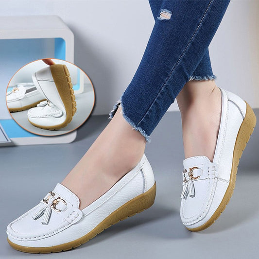 Casual Split Leather Loafer Women Shoes