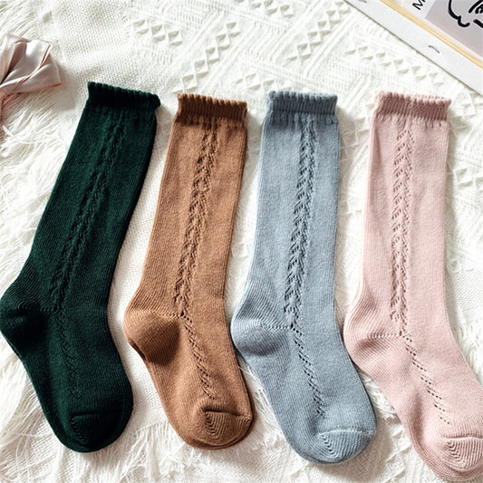 Kids Knee High Socks Cotton Mesh Breathable Soft Long Socks