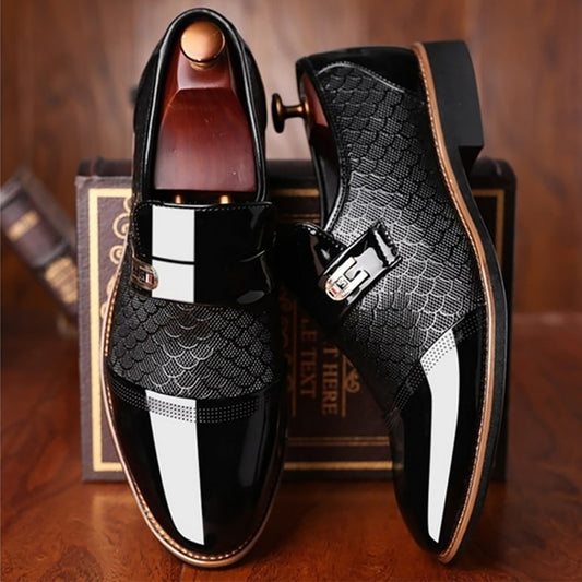 Men's Leather Embossing Classic Dress Shoes